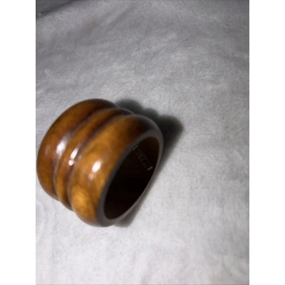 Set of 6 vintage 80s wooden napkin rings Dark Walnut stain Scandinavian Style